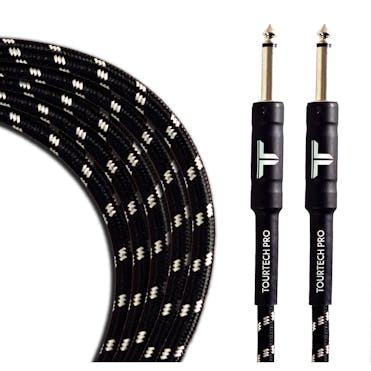 Tourtech 4.5m/15ft Braided Black & Grey Straight to Straight Guitar Cable