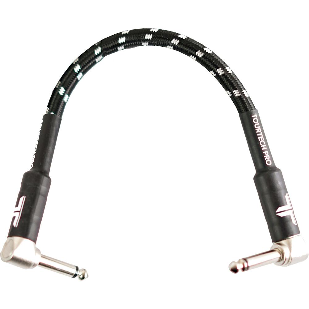 Tourtech 15cm Braided Black & Grey Guitar Angled Patch Cable