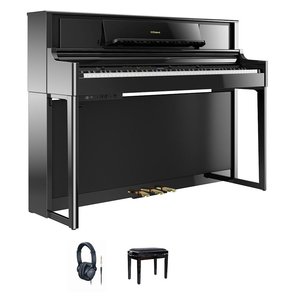 Roland LX705-PE piano, headphones and bench Bundle