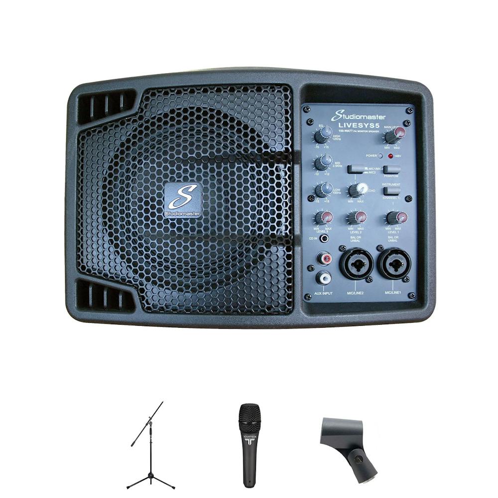 Studiomaster LIVESYS5 Personal Monitor Bundle with Microphone & Stand