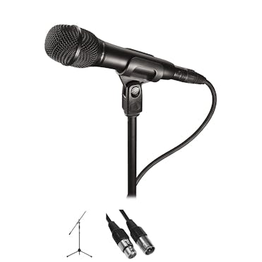Audio Technica AT2010 Live Vocal Condenser Microphone Bundle with Stand & XLR Cable
