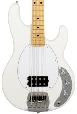 Music Man Retro '70s StingRay Bass Guitar in White with Mono Gigbag