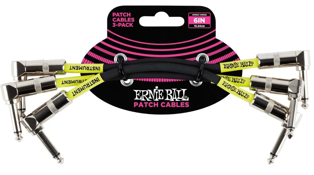 Ernie Ball 6" Angle Patch Cable 3 Pack in Black
