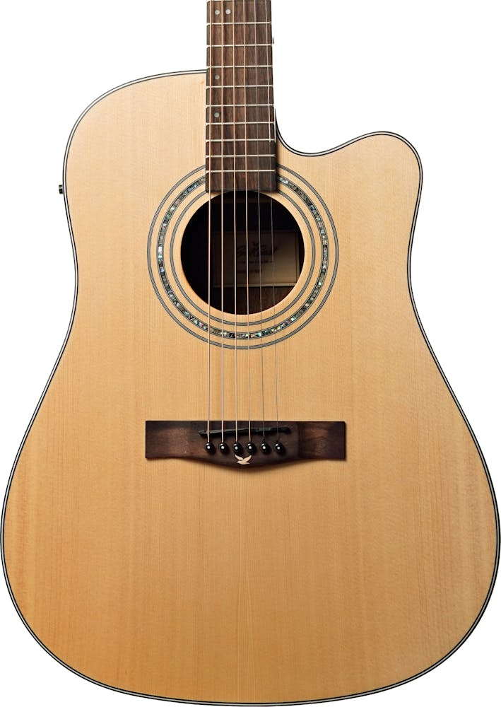 B Stock : EastCoast D1SCE Dreadnought Electro-Acoustic Guitar with Cutaway & Solid Top in Natural