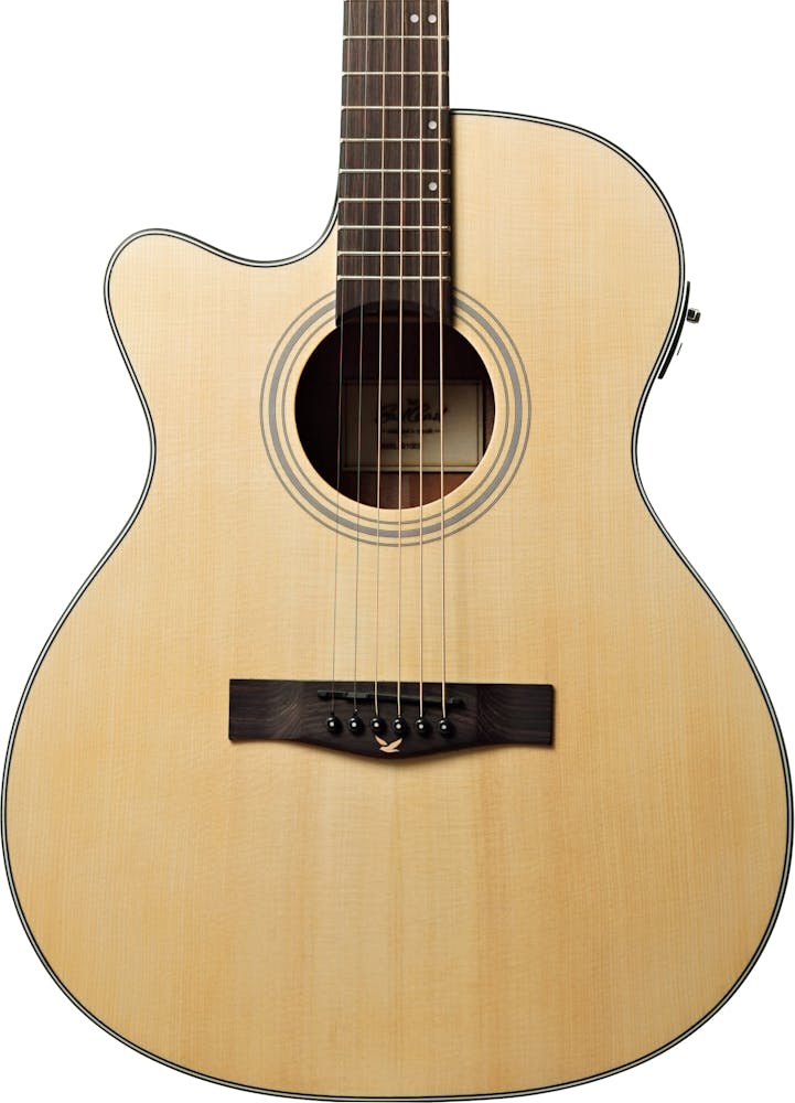EastCoast G1CEL Grand Auditorium Left-Handed Electro Acoustic Guitar With Cutaway in Natural