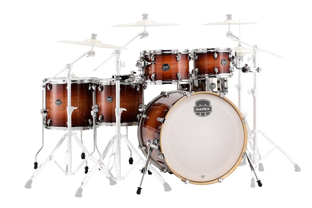 Mapex Armory Rock Fusion 6 Pce with Tomahawk Snare in Red Wood Burst with Chrome Fittings
