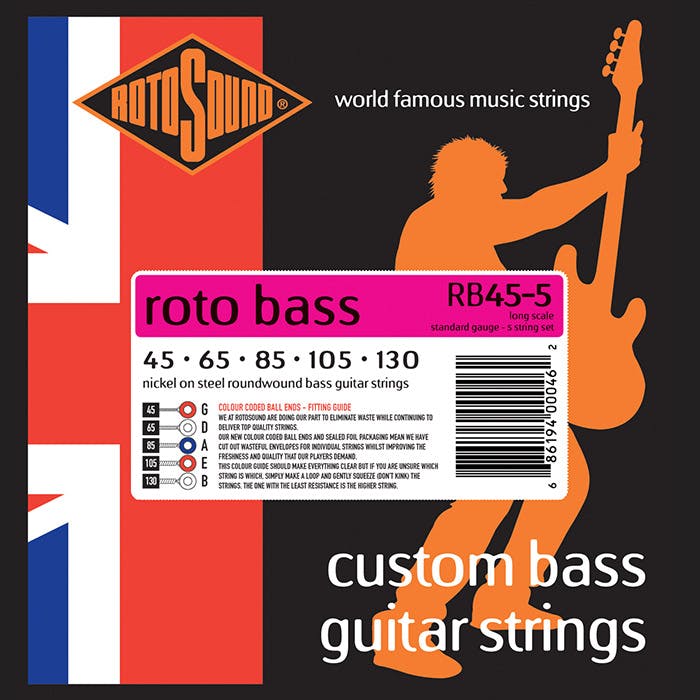 Rotosound RB45 5 Nickel 5 String Bass Strings 45 65 85 105