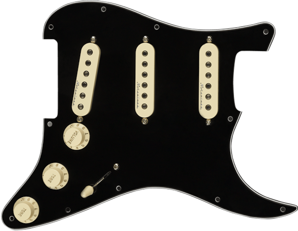 Fender Pre Wired Pickguard Stratocaster SSS Hot Noiseless in Black