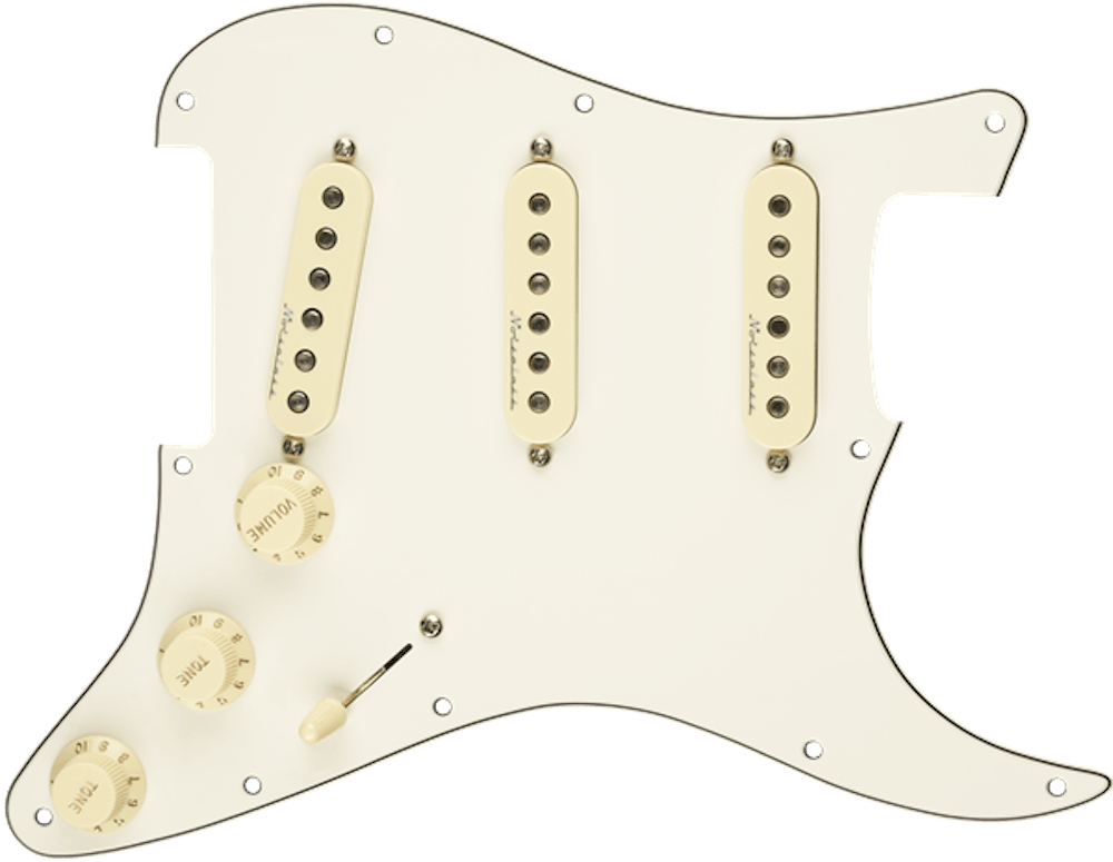 Fender Pre Wired Pickguard Stratocaster SSS Hot Noiseless in Parchment