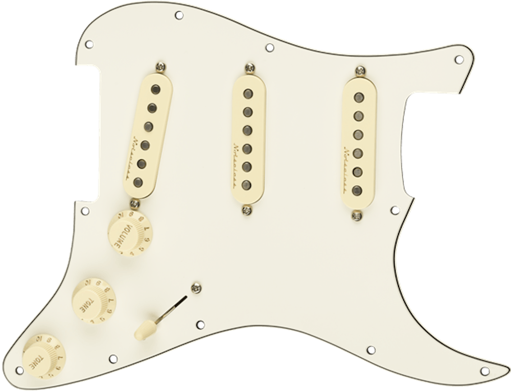 Fender Pre Wired Pickguard Stratocaster SSS Vintage Noiseless in Parchment