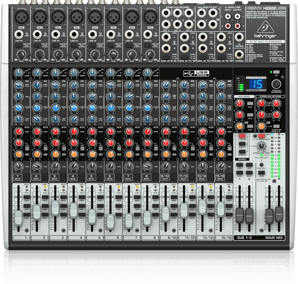 Behringer X2222USB Mixer With 8 Mic Inputs and Effects