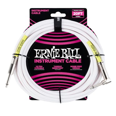 Ernie Ball Ultraflex 20ft Straight/Angle Instrument Cable in White