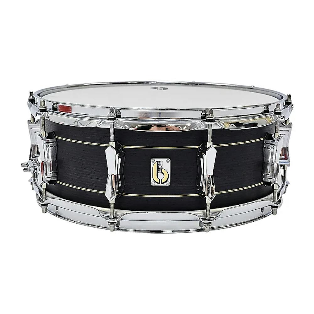British Drum Company 14x5.5 Merlin snare drum, maple and birch hybrid shell