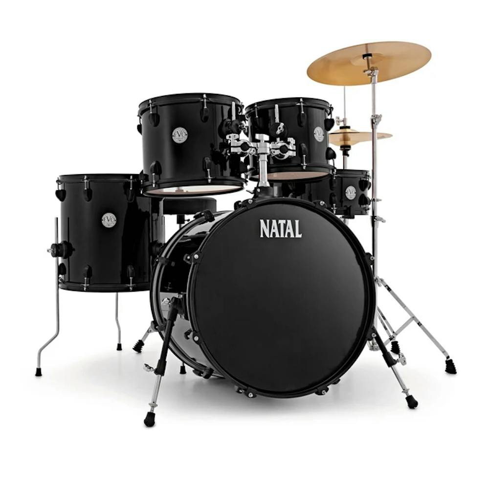 Natal Evo 20" Starter Drum Kit in Black Including Hardware and Cymbals