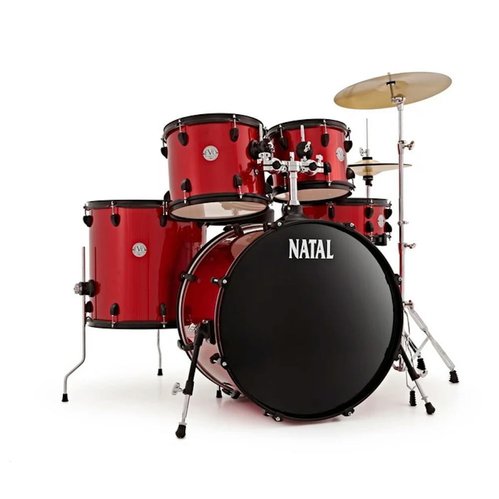 Natal Evo Fusion 22" Starter Drum Kit in Red Including Hardware, Throne & Cymbals