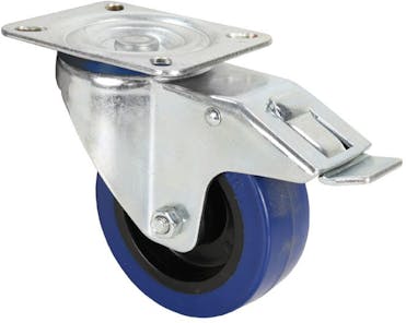Adam Hall 100mm Blue Castor Wheel w/ Brake