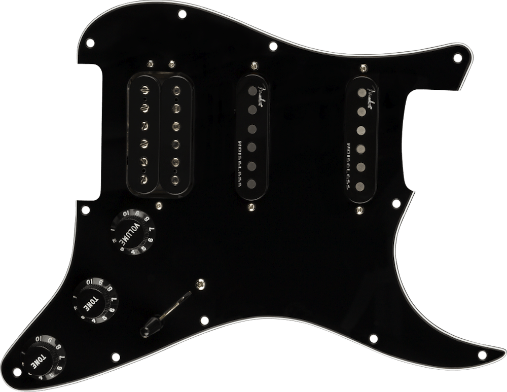 Fender Pre Wired Pickguard Stratocaster HSS Shawbucker and Gen 4 Noiseless in Black