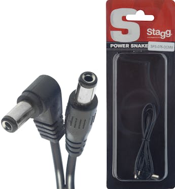 Stagg 75cm DC Power Cable - Straight Jack to Right Angle Jack