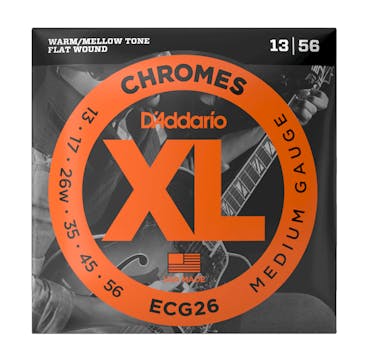 D'Addario ECG26 XL Chromes Flatwound 13-56 Medium Electric Guitar Strings