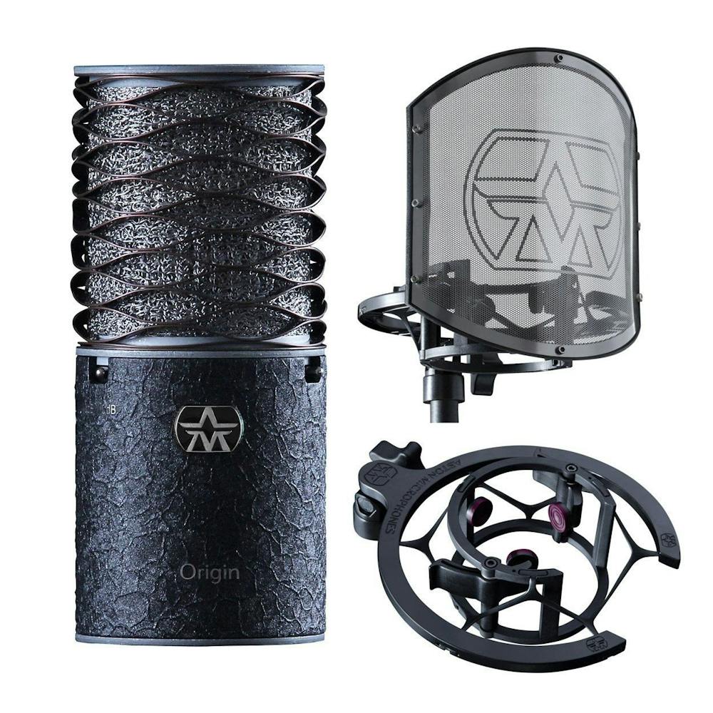 Aston Origin Black Condenser Microphone Bundle with Swiftshield Pop Filter