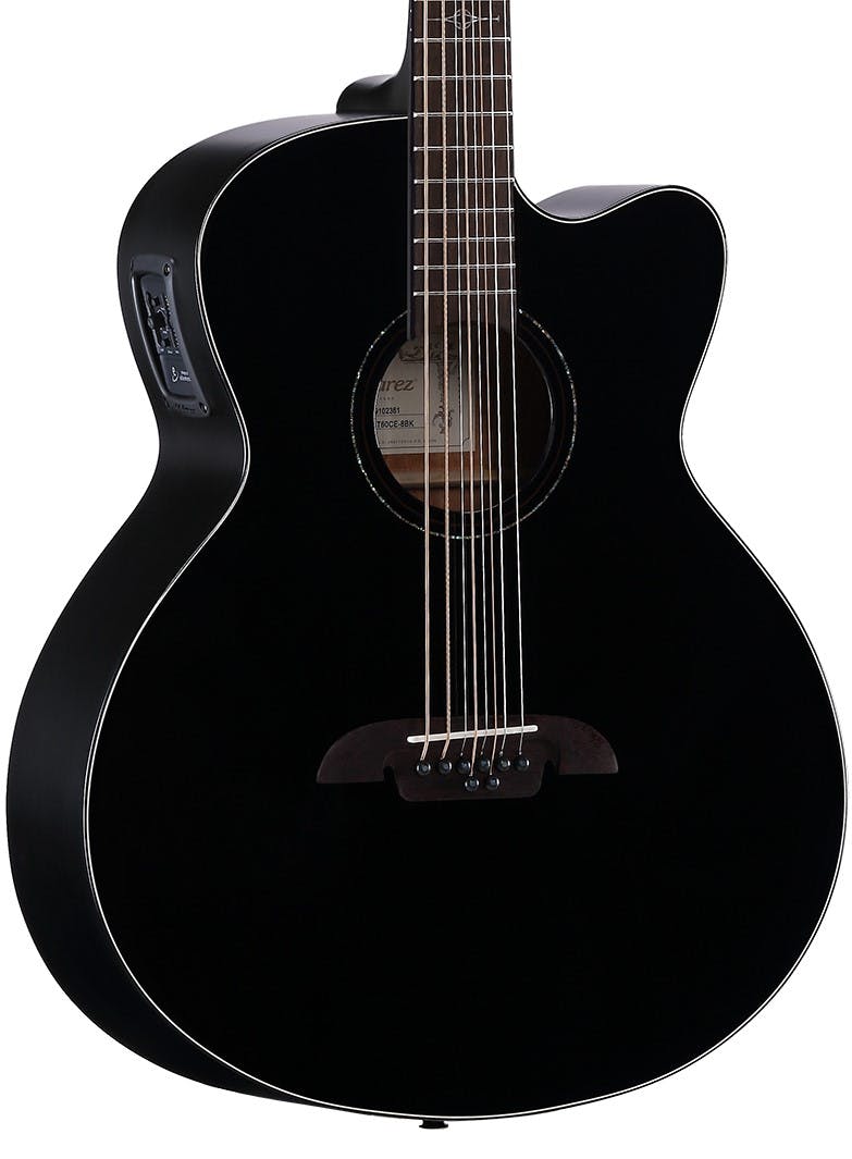 Alvarez ABT60CE 8BK Artist 8 String Baritone Cutaway Electro Acoustic Guitar in Black Andertons Music Co