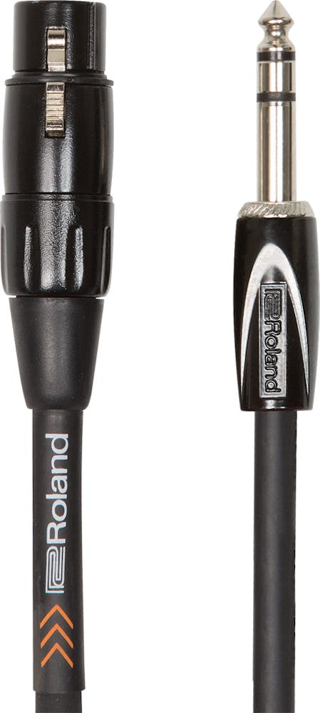 Roland 1/4” TRS Jack to Female XLR Interconnect Cable, 10ft / 3m in Black