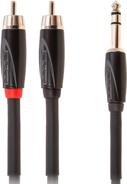 Roland 1/4” TRS Jack to Dual RCA Interconnect Cable, 10ft / 3m in Black