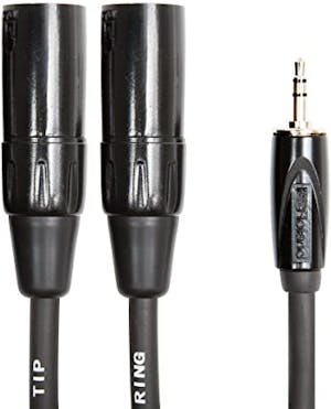 Roland 3.5mm TRS Jack to Dual XLR (Male) Interconnect Cable, 10ft / 3m in Black