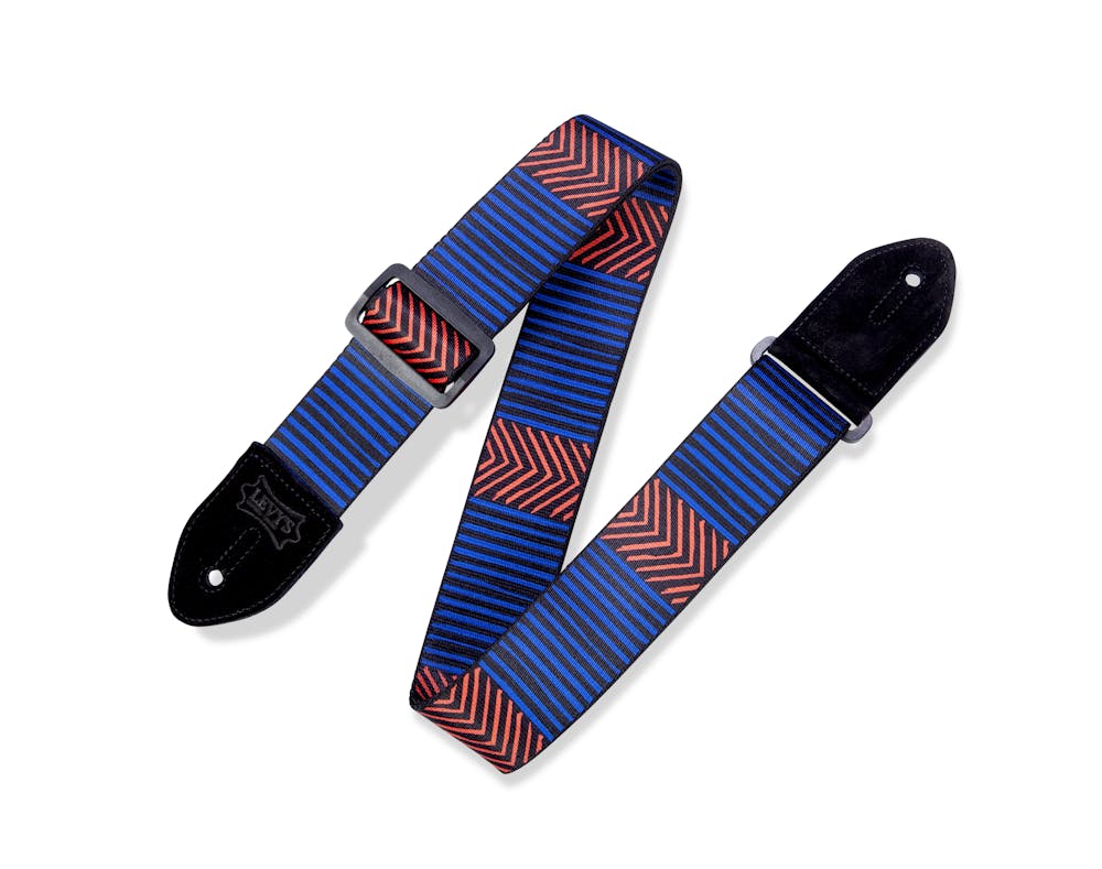 Levy's Prints Polyester Guitar Strap - Tribal Chevron - Blue-Red