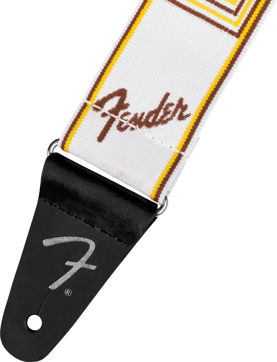 Fender WeighLess 2 Inch Monogrammed Strap, White/Brown/Yellow ...