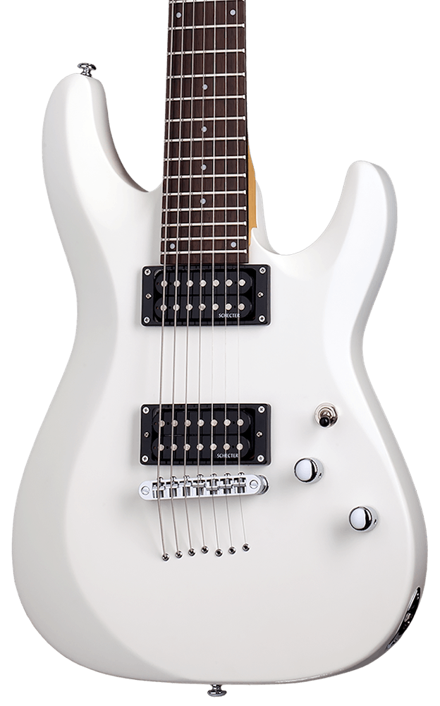 Schecter C-7 Deluxe 7 String Guitar in Satin White