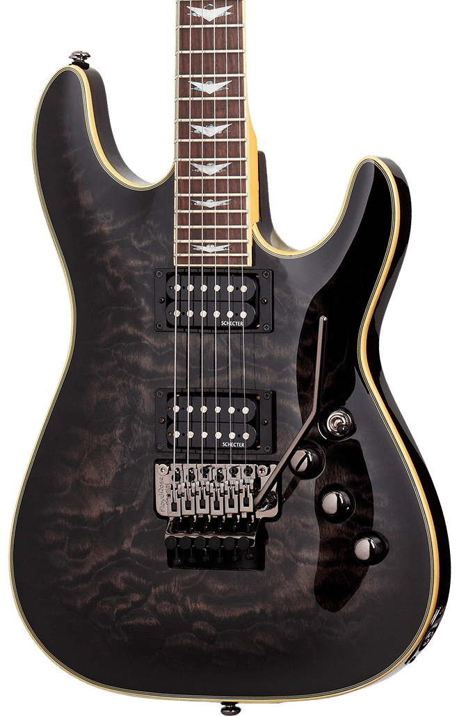 Schecter Omen Extreme 6 FR Electric Guitar in See-Thru Black 