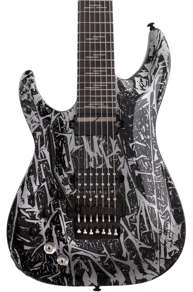 Schecter C-7 FR S Silver Mountain In Black/Silver Left Handed