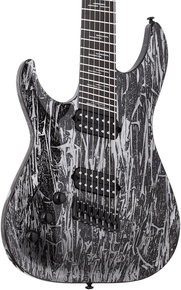 Schecter C-7 Multiscale Silver Mountain In Black/Silver Left Handed