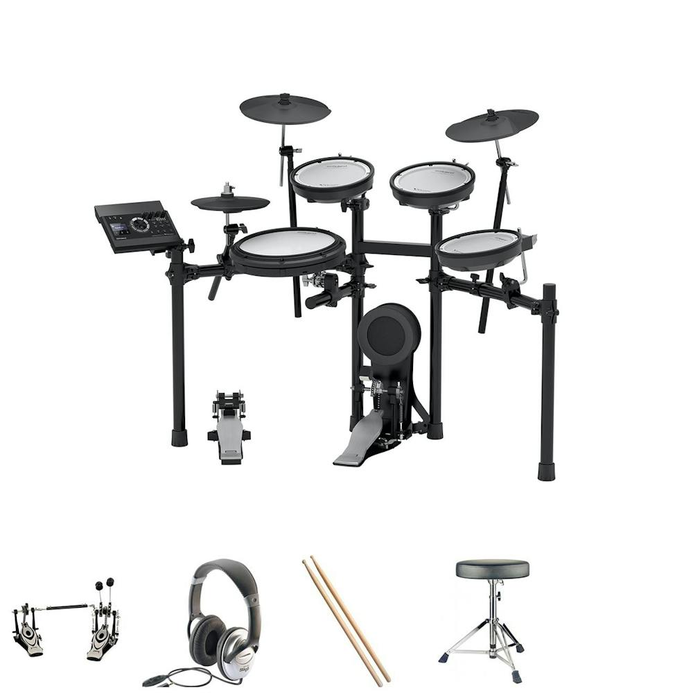 Roland TD-17KV V-Drums Electronic Drum Kit Bundle with Throne, Double Kick Pedal & Accessories