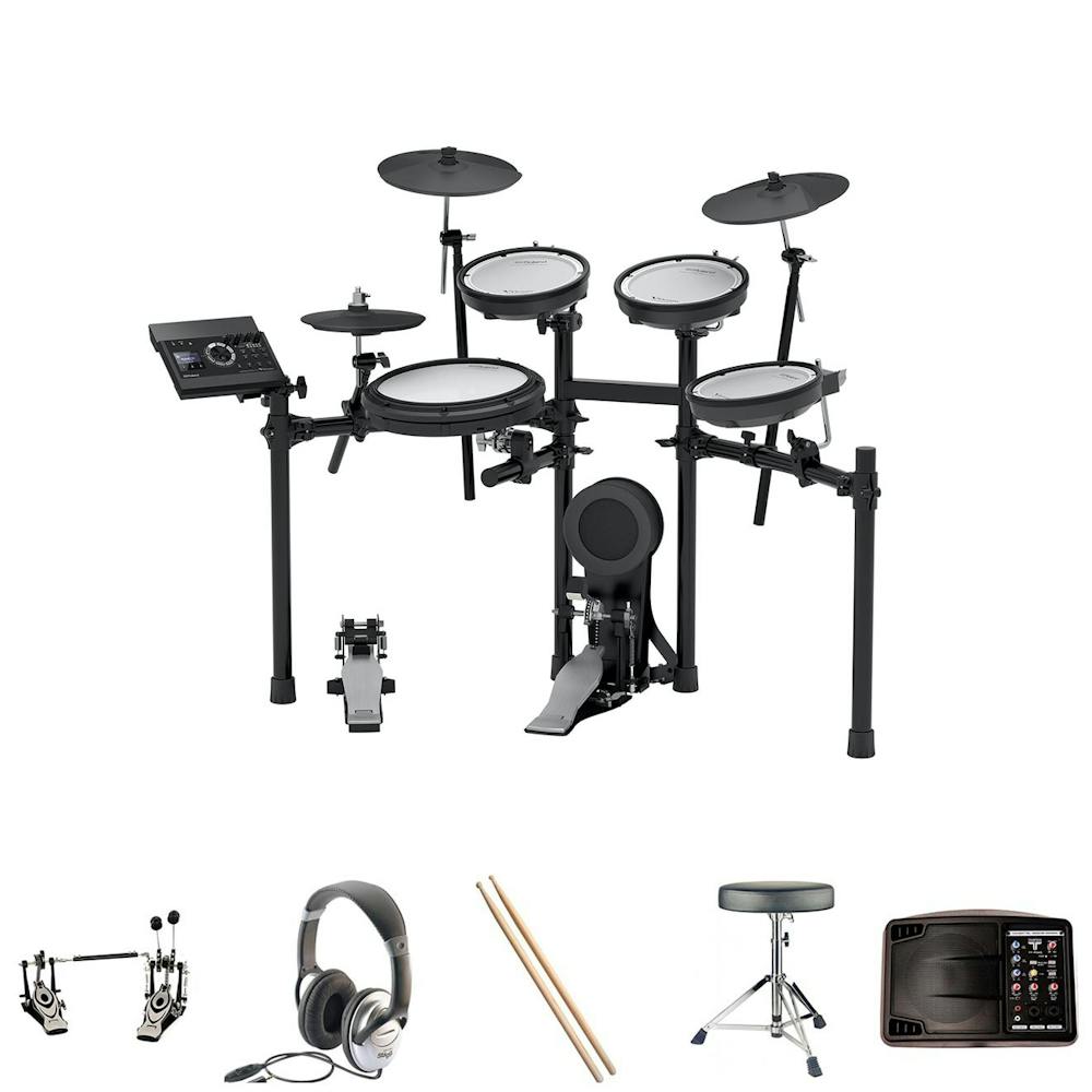 Roland TD-17KV V-Drums Electronic Drum Kit Bundle with Amp, Throne, Double Kick Pedal & Accessories