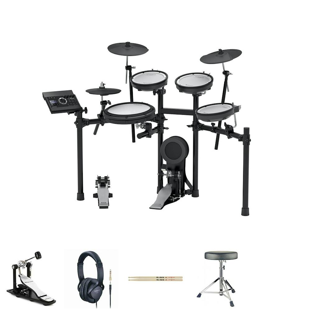 Roland TD-17KV V-Drums Electronic Drum Kit Pro Bundle with Throne, Kick Pedal & Accessories