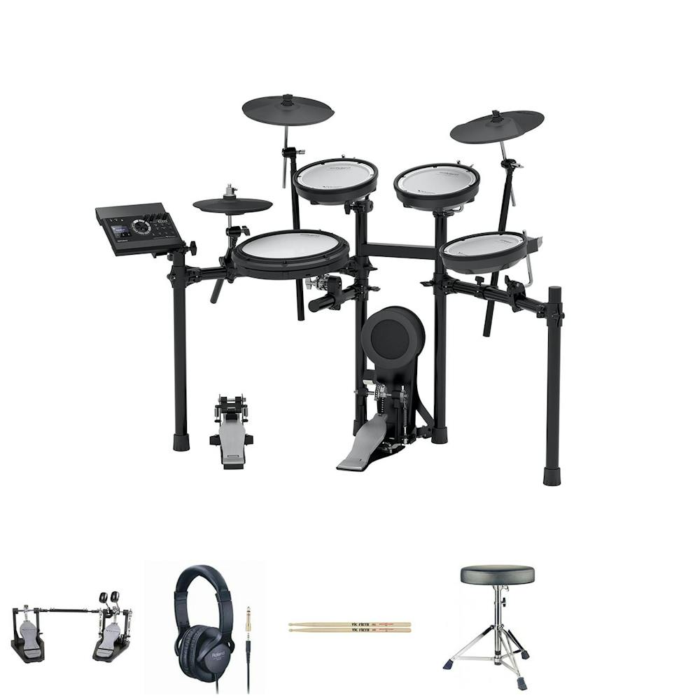 Roland TD-17KV V-Drums Electronic Drum Kit Pro Bundle with Throne, Double Kick Pedal & Accessories