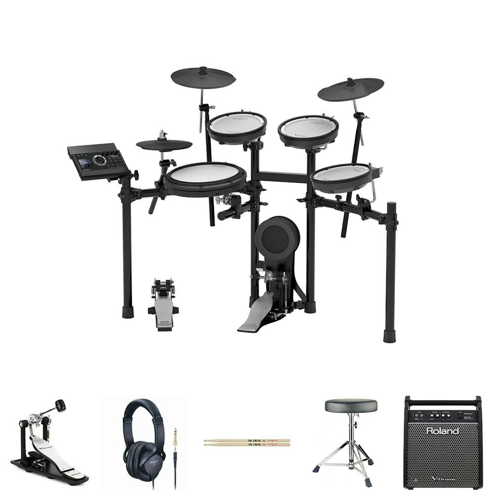 Roland TD-17KV V-Drums Electronic Drum Kit Pro Bundle with Amp, Throne, Kick Pedal & Accessories