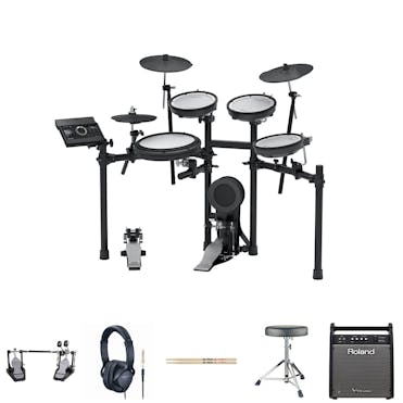 Roland TD-17KV V-Drums Electronic Drum Kit Pro Bundle with Amp, Throne, Double Kick Pedal & Accessories