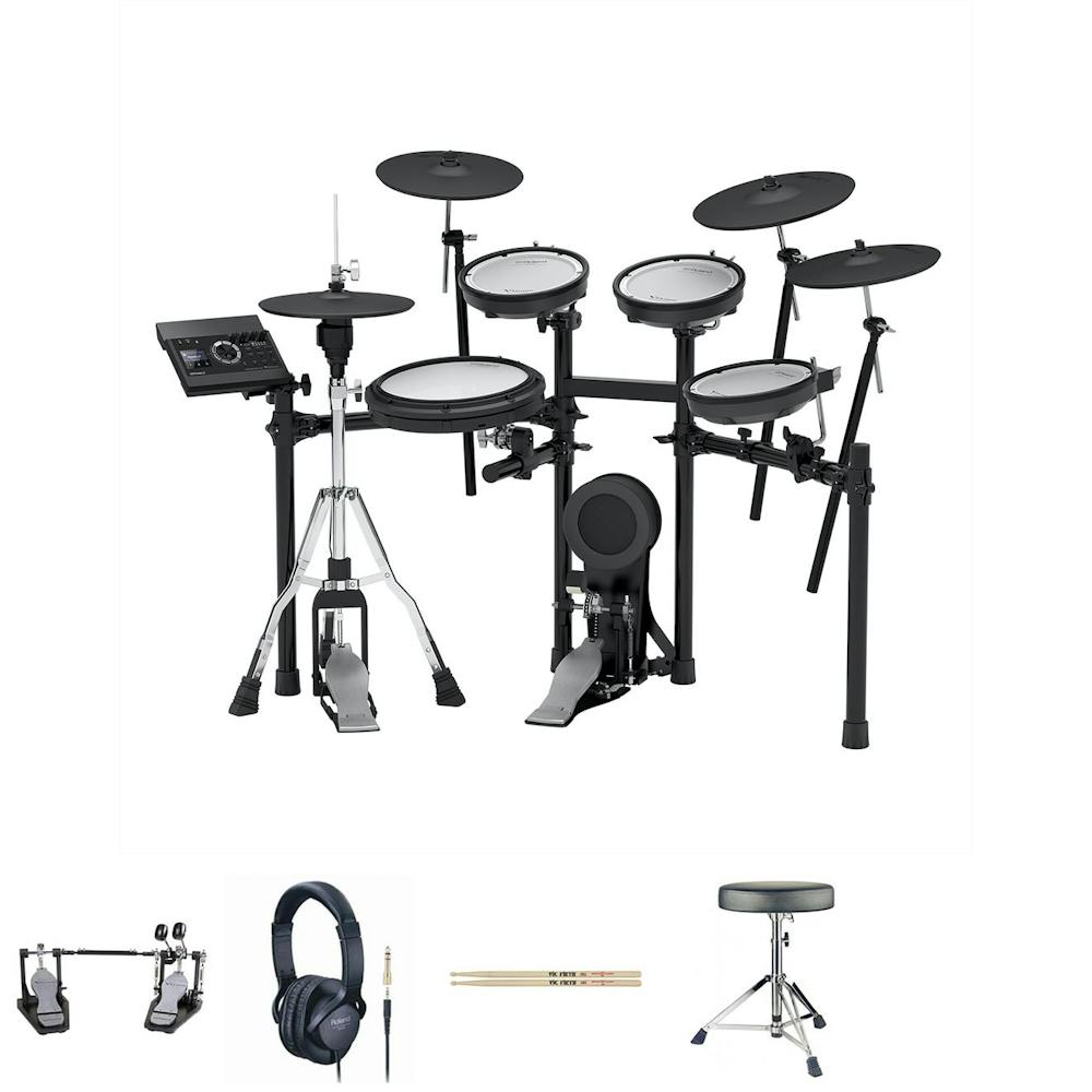 Roland TD-17KVX V-Drums Electronic Drum Kit Pro Bundle with Throne, Double Kick Pedal & Accessories