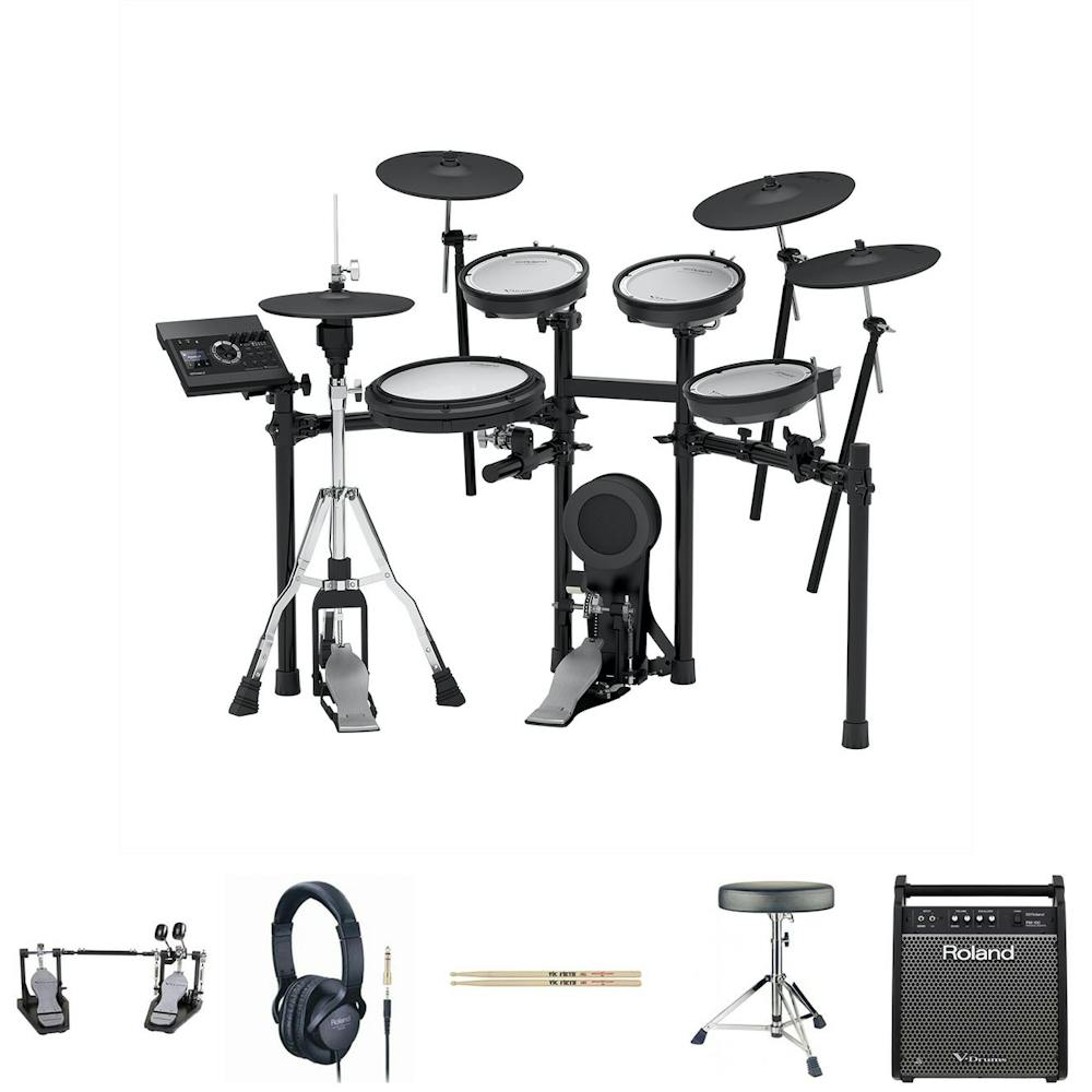 Roland TD-17KVX V-Drums Electronic Drum Kit Pro Bundle with Amp, Throne, Double Kick Pedal & Accessories