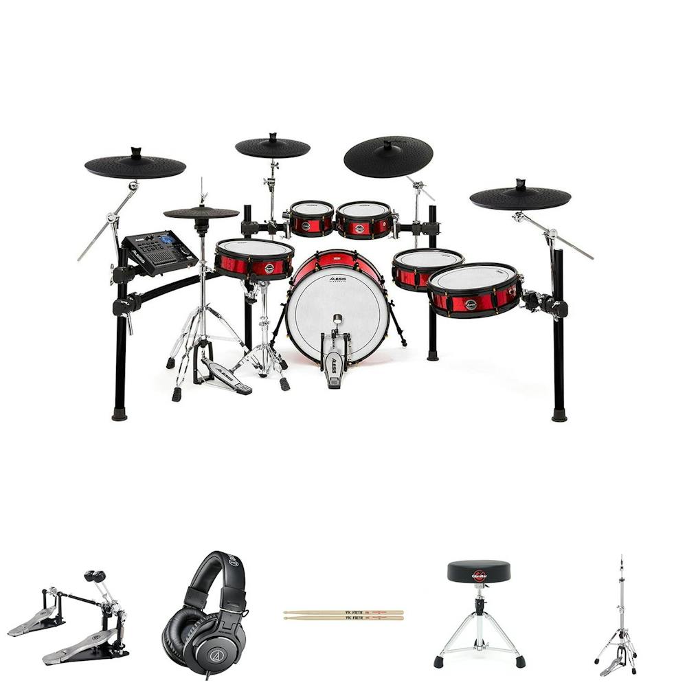 Alesis Strike Pro SE Bundle with Sticks, Headphones, Drum Throne, Double Pedal & Hi-hat Stand