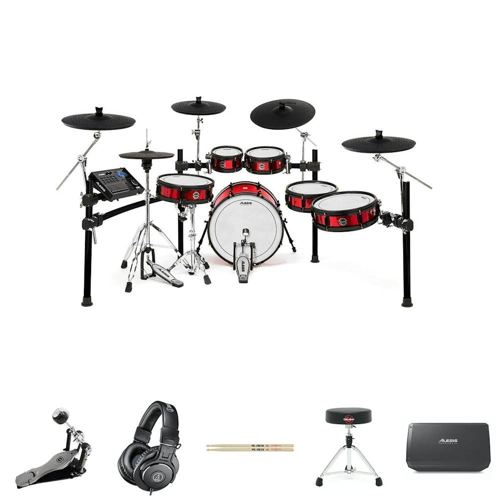 Alesis Strike Pro Se Bundle with Sticks, Headphones, Throne, Single Pedal, Hi-hat Stand & Drum Monitor