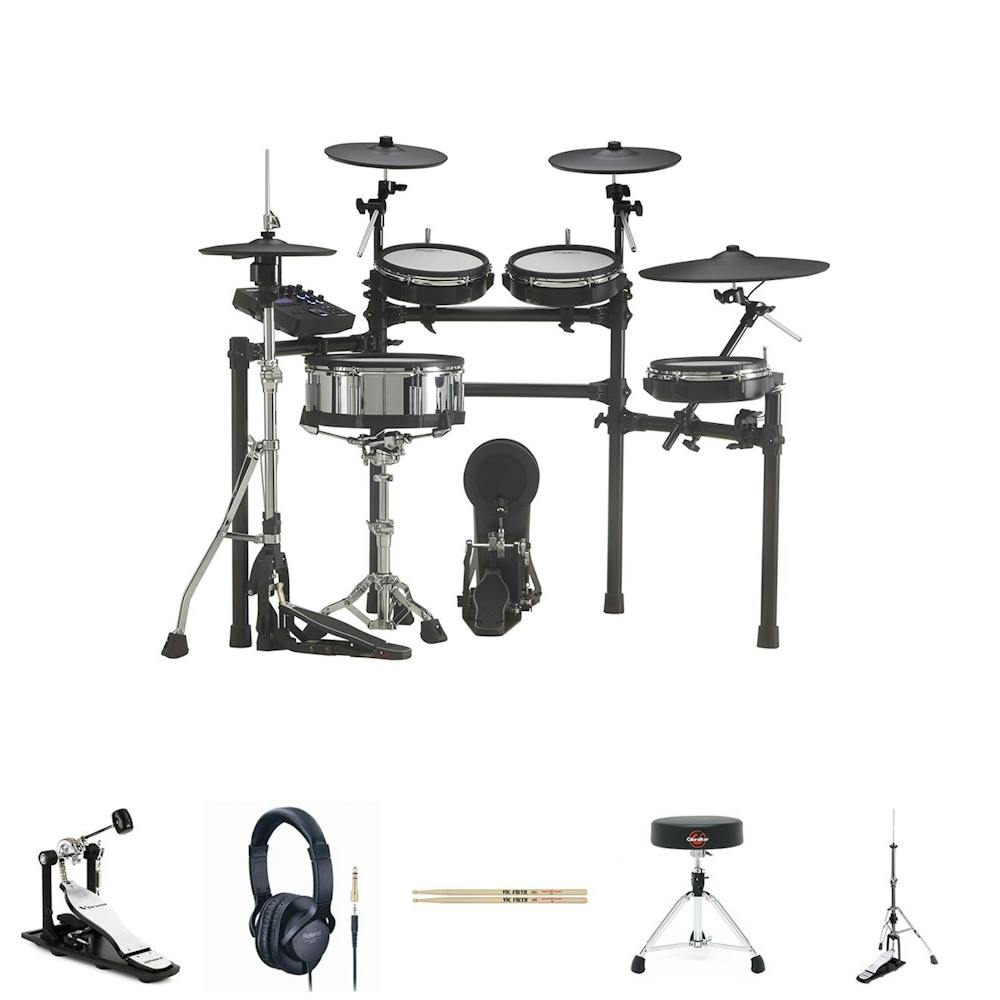 Roland TD27KV Bundle with Single Pedal, HH Stand, Snare Stand, Sticks, Stool & Headphones