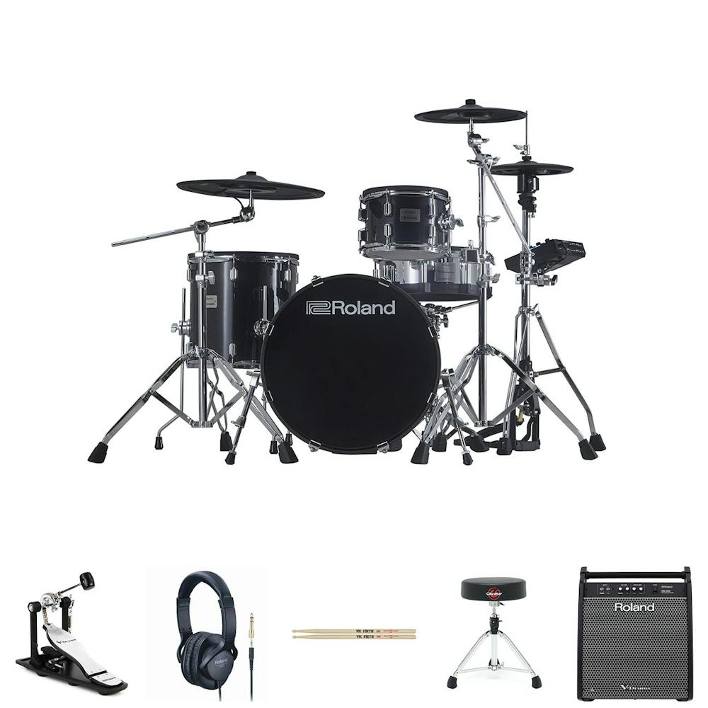 Roland VAD503 Bundle with PM100, Single Pedal, HH Stand, Snare Stand, Sticks, Stool & Headphones