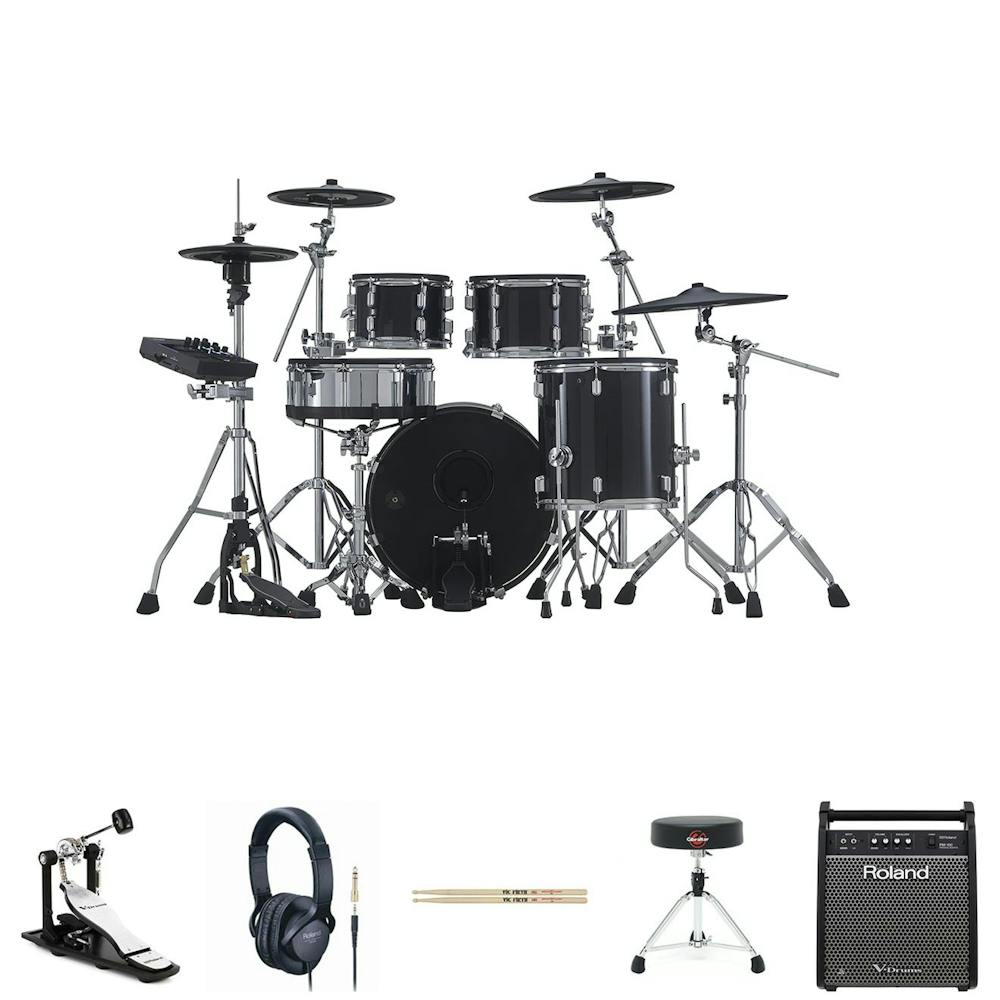 Roland VAD506 Bundle with PM100, Single Pedal, HH Stand, Snare Stand, Sticks, Stool & Headphones