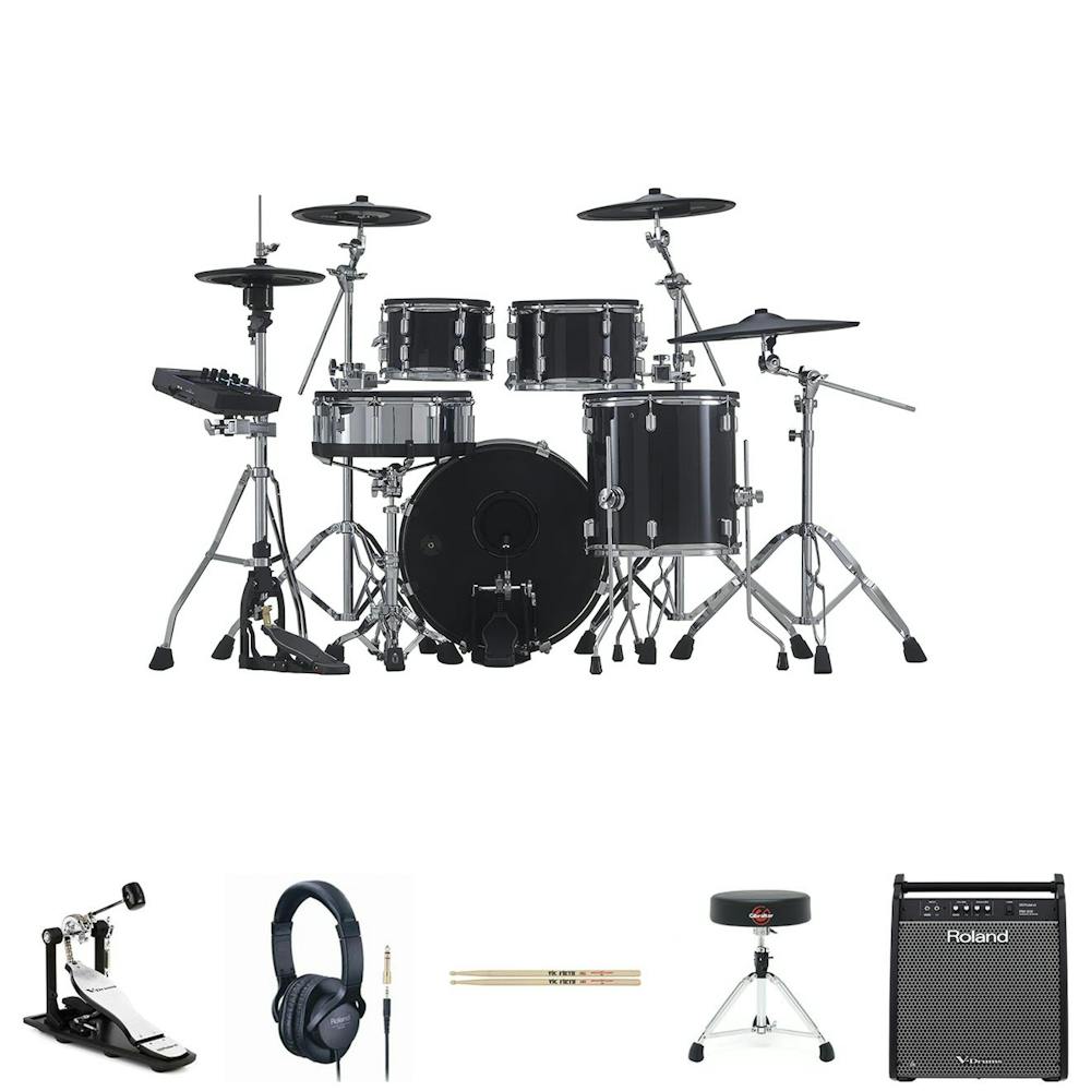 Roland VAD506 Bundle with PM-200, Single Pedal, HH Stand, Snare Stand, Sticks, Stool & Headphones