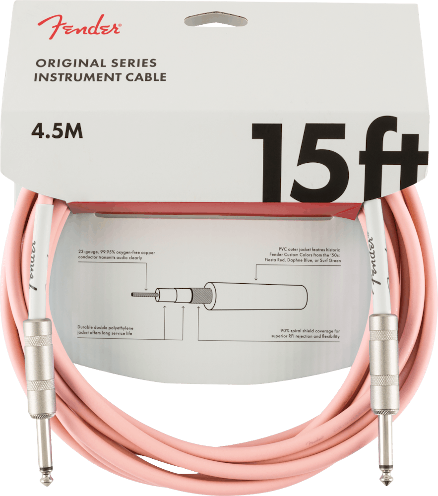 Fender Original Series Instrument Cable 15' in Shell Pink