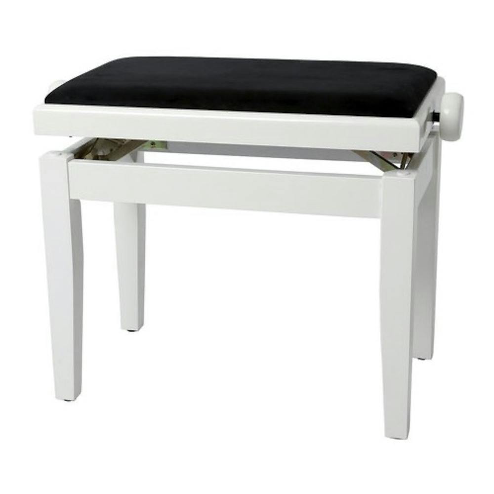 Tourtech TTBE-P39WHPVWH Adjustable Piano Bench in High Gloss White